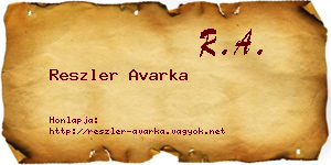 Reszler Avarka névjegykártya